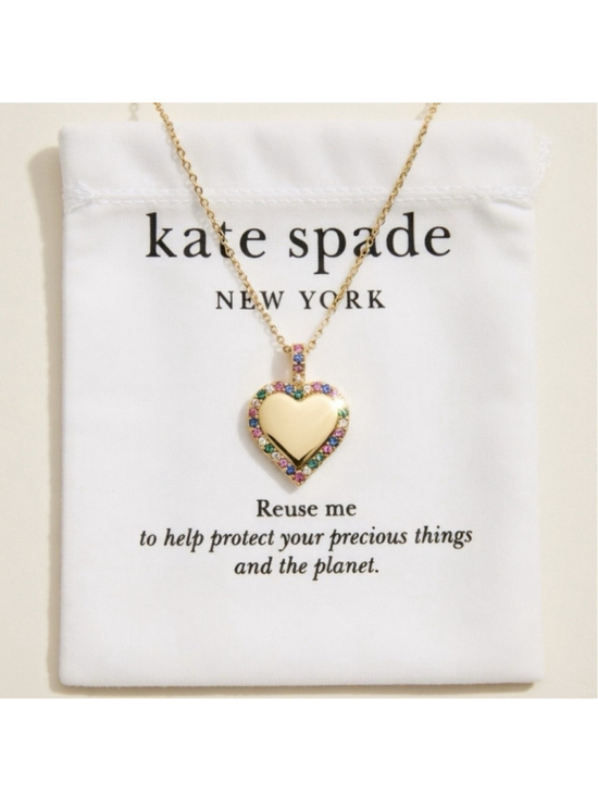 kate spade Jewelry - Kate Spade Take Heart Colorful Crystal Necklace Gold Tone Chain NWT